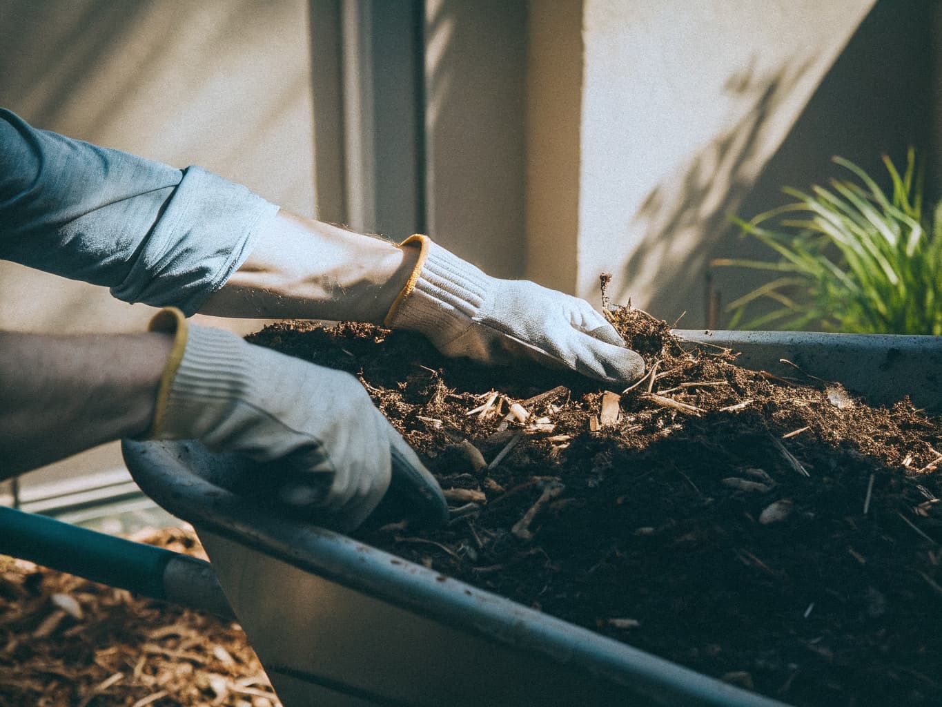 General yard work including mulching and garden maintenance